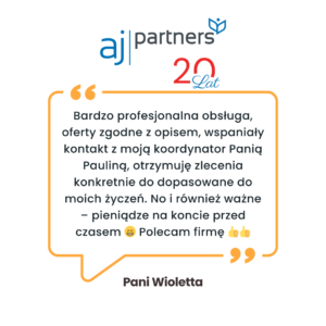 Pozytywne opinie firmy AJ Partners z nowym logo 3