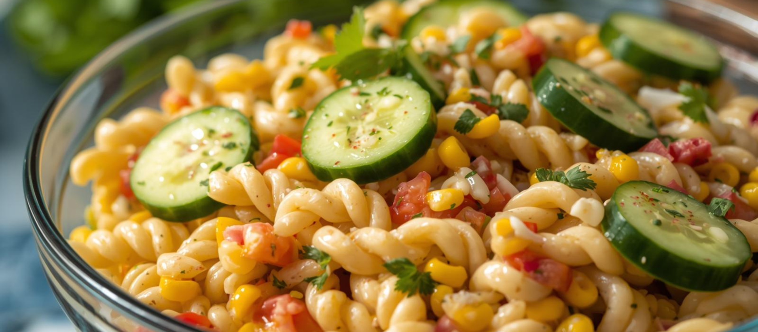 sałatka makaronowa z ogórkiem i kukurydzą